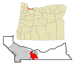 Multnomah County Oregon Incorporated and Unincorporated areas Gresham Highlighted